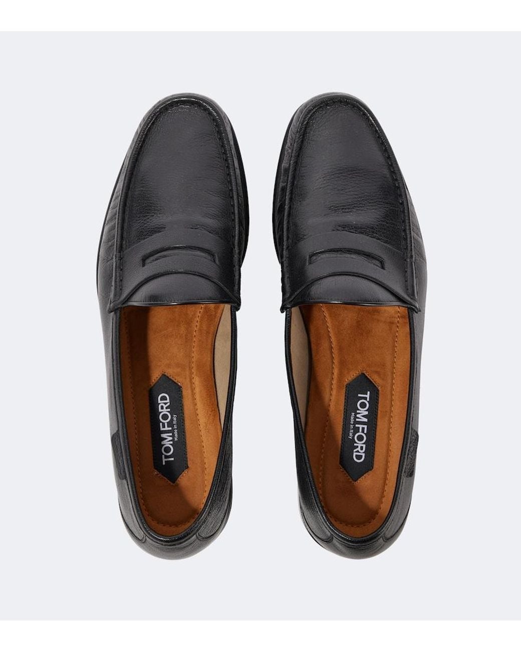 Tom Ford Black York Leather Penny Loafers for men
