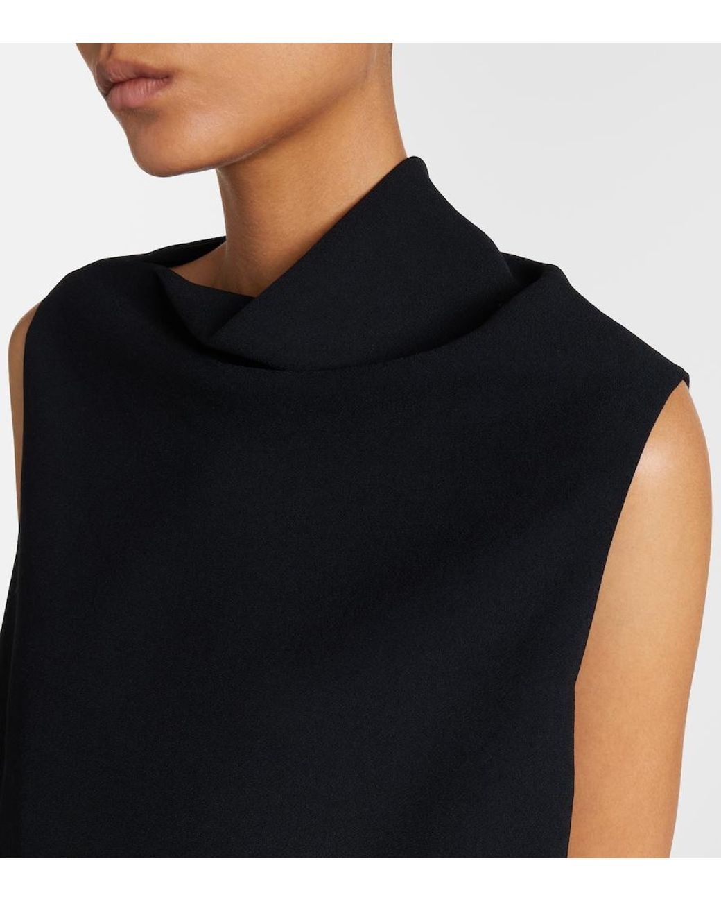 Vince Black Draped Asymmetric Crepe Top