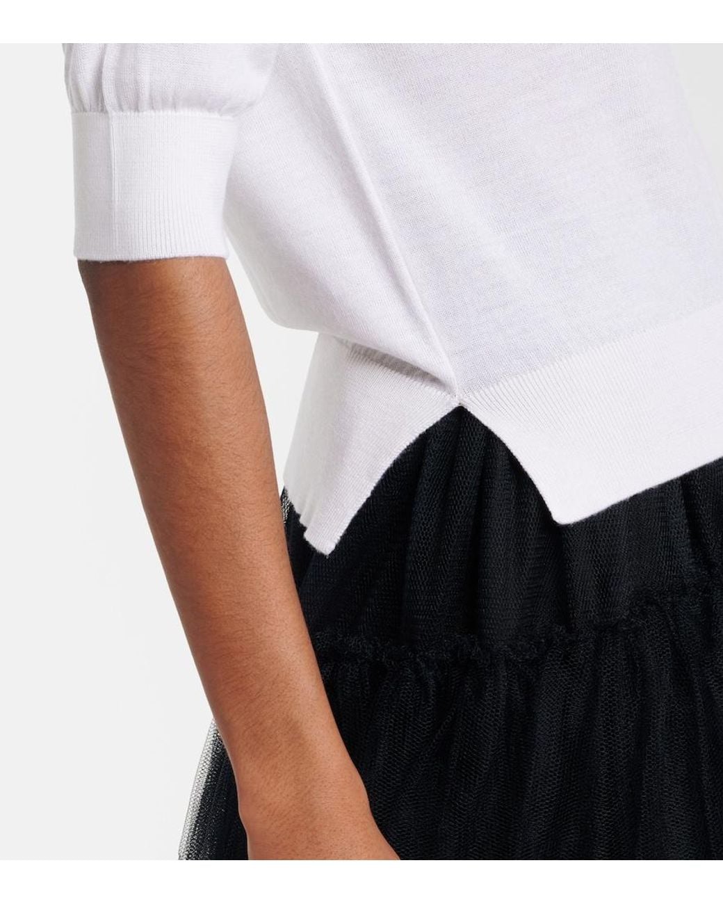 Simone Rocha White Embellished Wool And Silk Top
