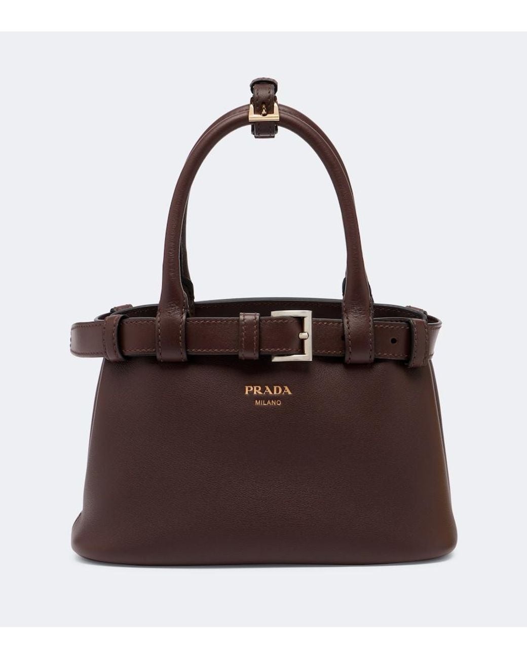 Prada Brown Buckle Small Leather Top-Handle Bag