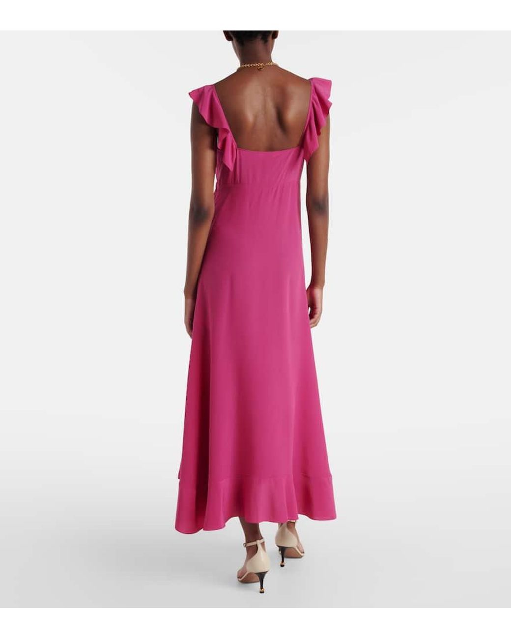 Chloé Purple Ruffled Silk Midi Dress