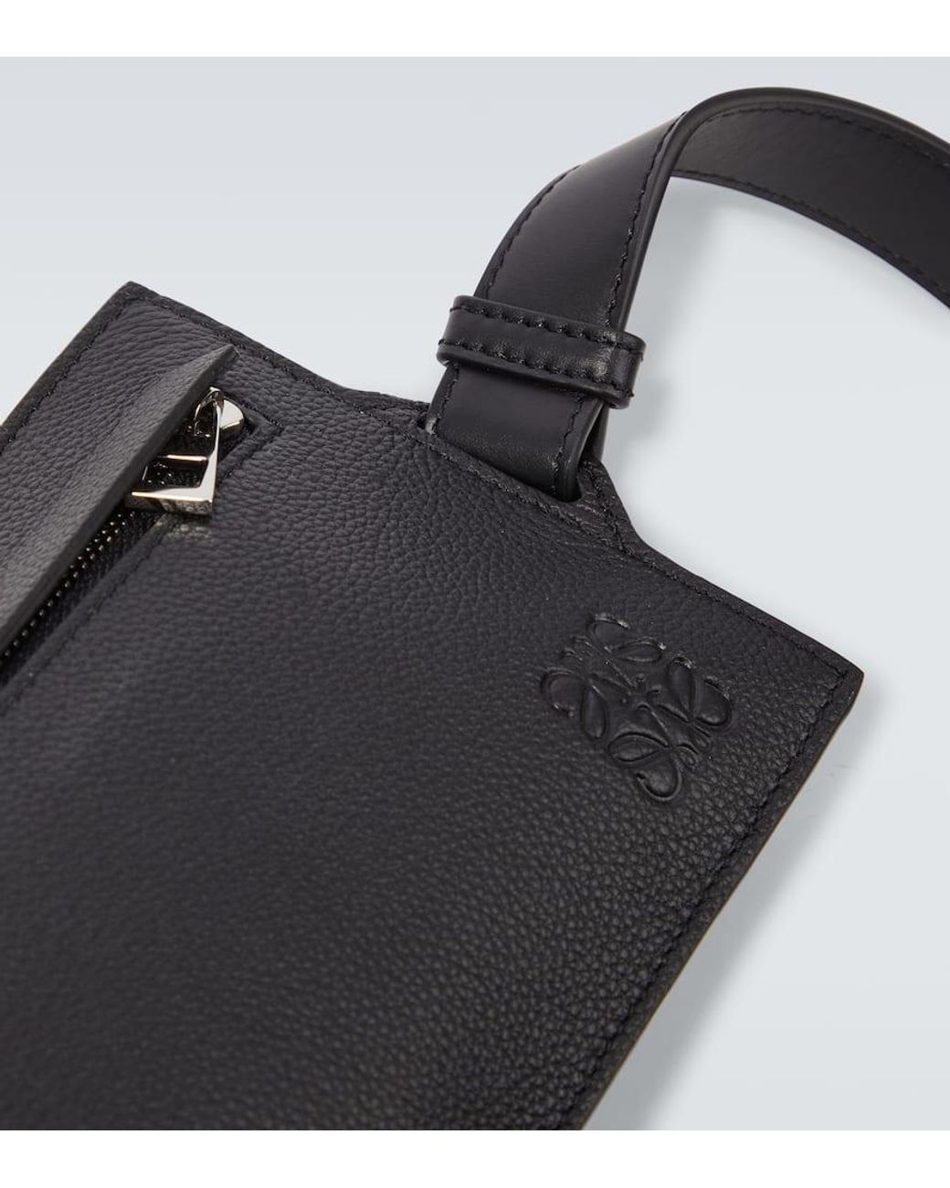☆LOEWE☆ Vertical Crossbody Pocket ショルダー BLACK♪ Loewe Vertical Crossbody Pocket in Satin Calfskin Black