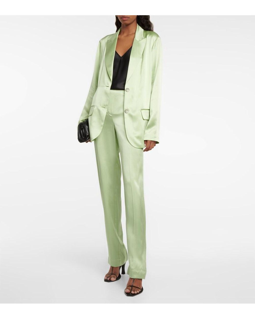 Pantalon Droit Tova En Satin De Soie Joseph en coloris Green