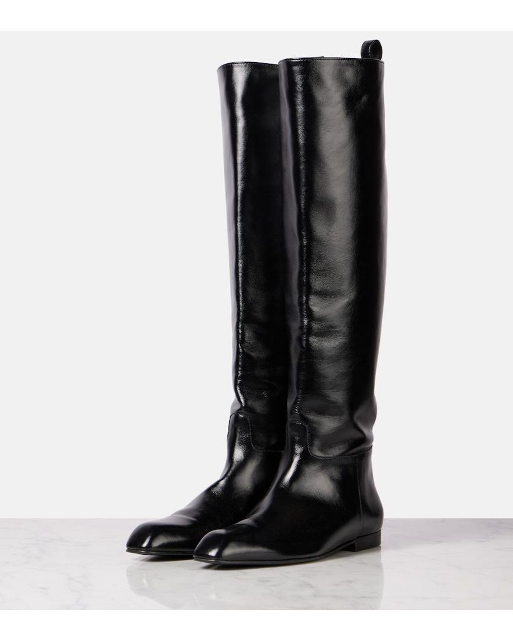 Khaite Black Colt Leather Knee-High Boots