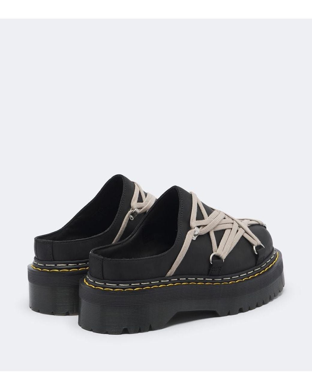 Rick Owens Black Drkshdw X Dr. Martens Leather Mules