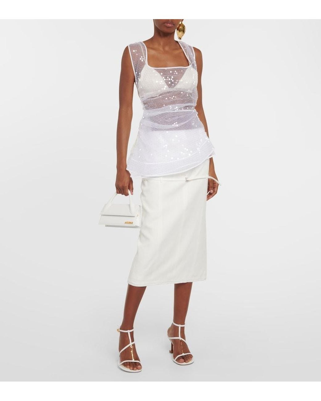 Jacquemus White Le Debardeur Perle Sequined Top