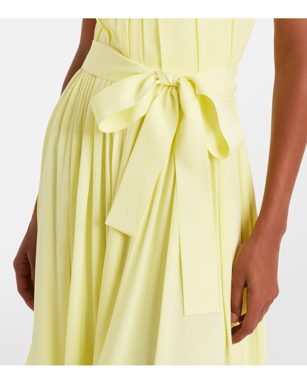 Elie Saab Yellow Halterneck Silk-Blend Midi Dress