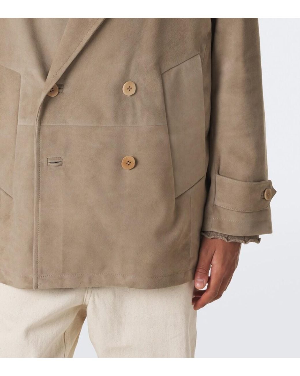 STÒFFA Natural Double-Breasted Suede Jacket for men