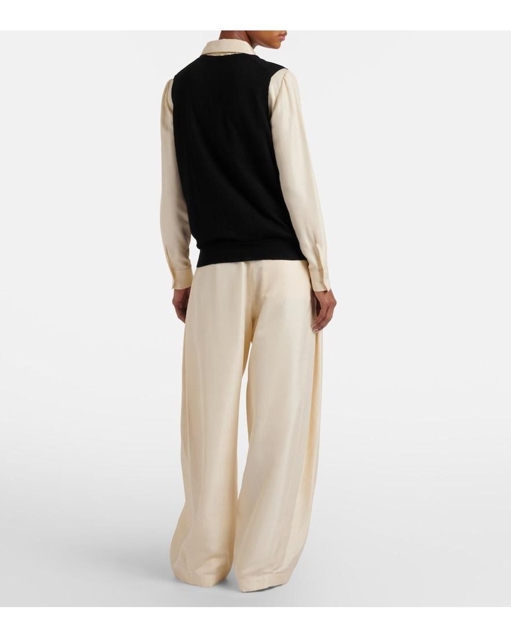 The Row Natural Kolina Silk Wide-Leg Pants