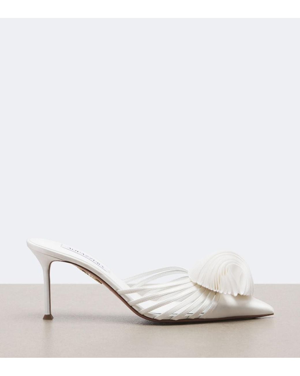 Aquazzura White Wild Bloom Applique Satin Mules