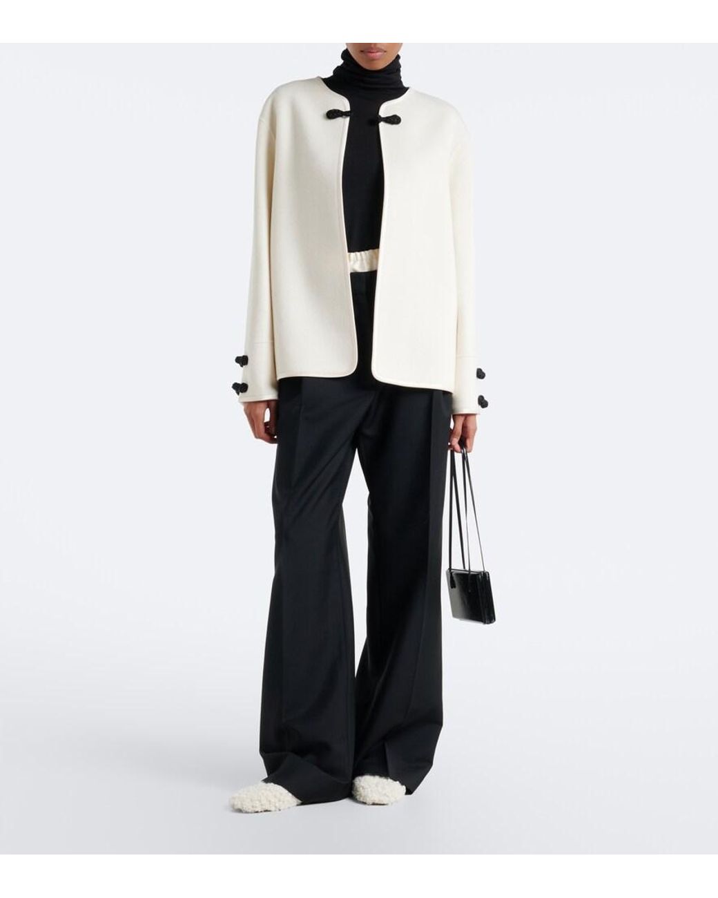 Roger Vivier White Pilgrim Strass Shearling Mary Jane Flats
