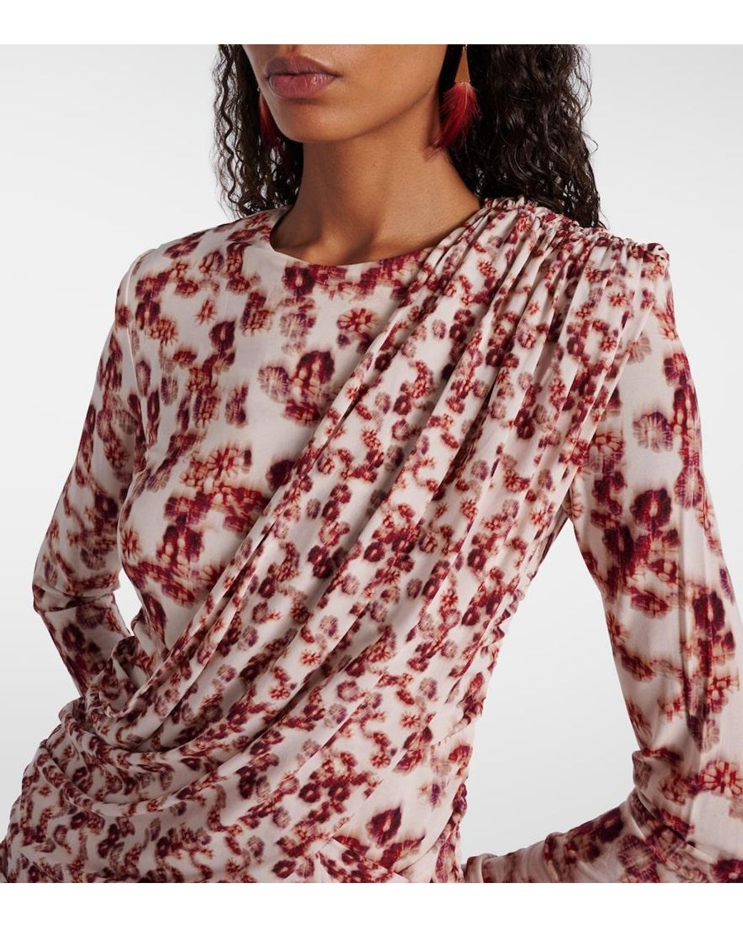 Isabel Marant Red Georgia Draped Printed Minidress
