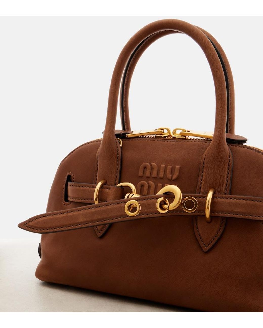 Miu Miu Brown Adventure Leather Tote Bag