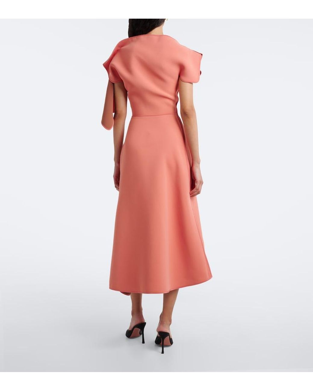 Maticevski Pink Diadem Draped Asymmetric Midi Dress