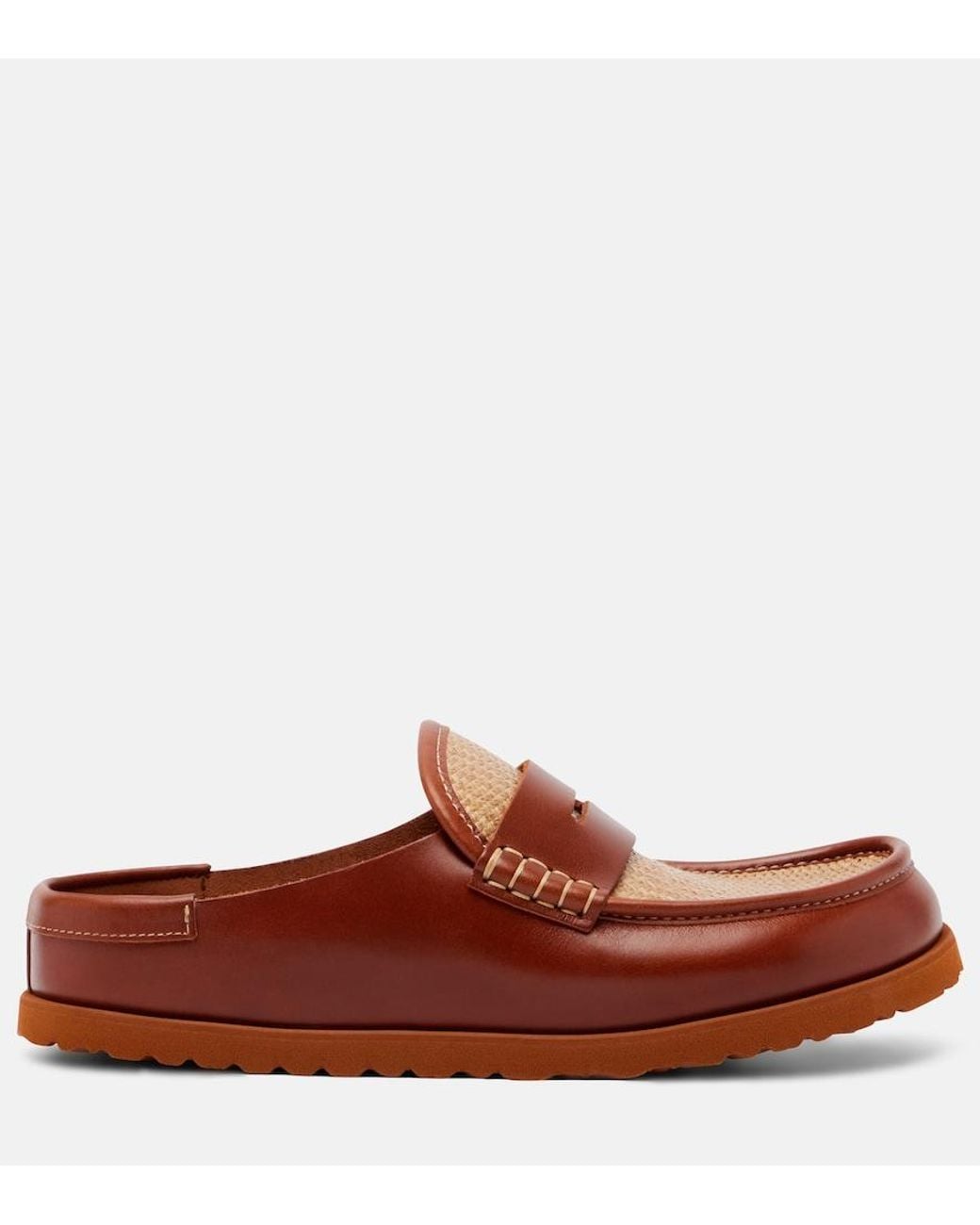 Birkenstock Brown Naples Leather-Trimmed Woven Mules