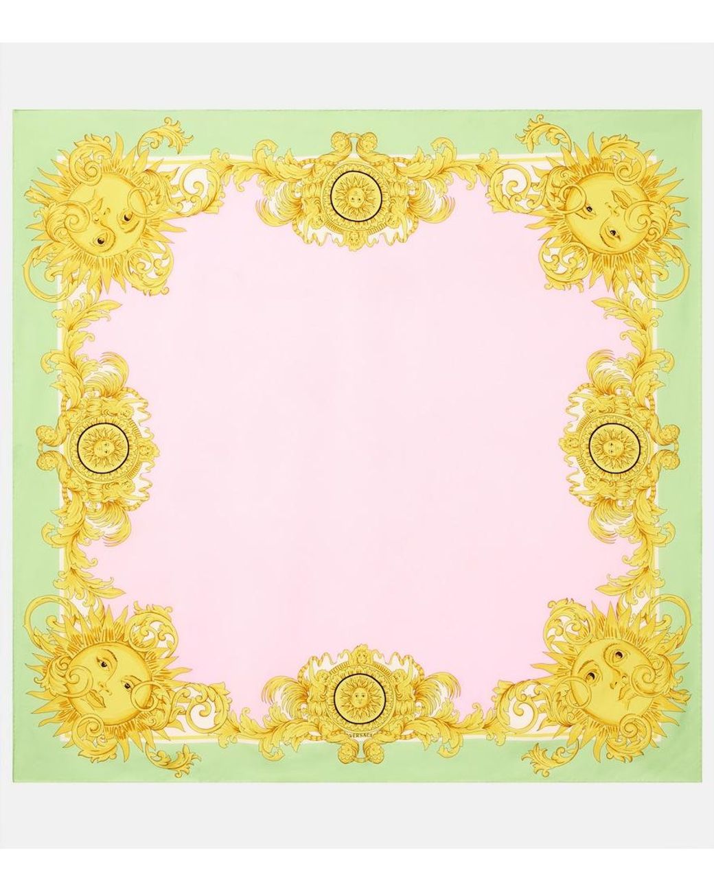 Versace Yellow Printed Silk Twill Scarf