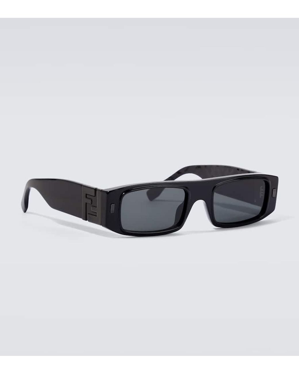 Fendi Black Ff Squared Rectangular Sunglasses for men