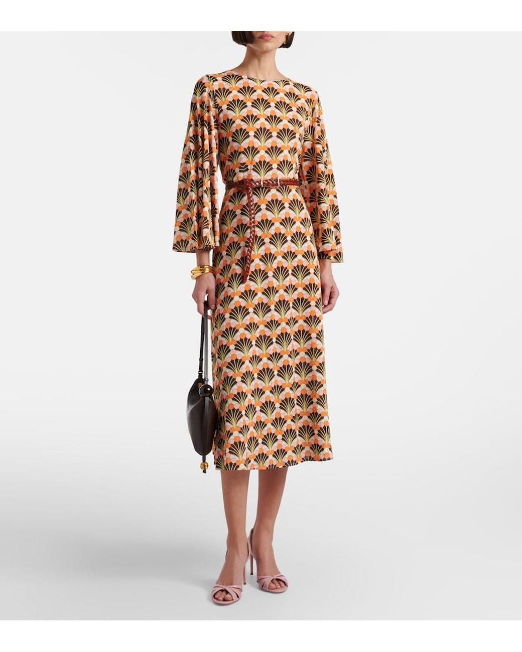LaDoubleJ Natural Sorella Printed Midi Dress