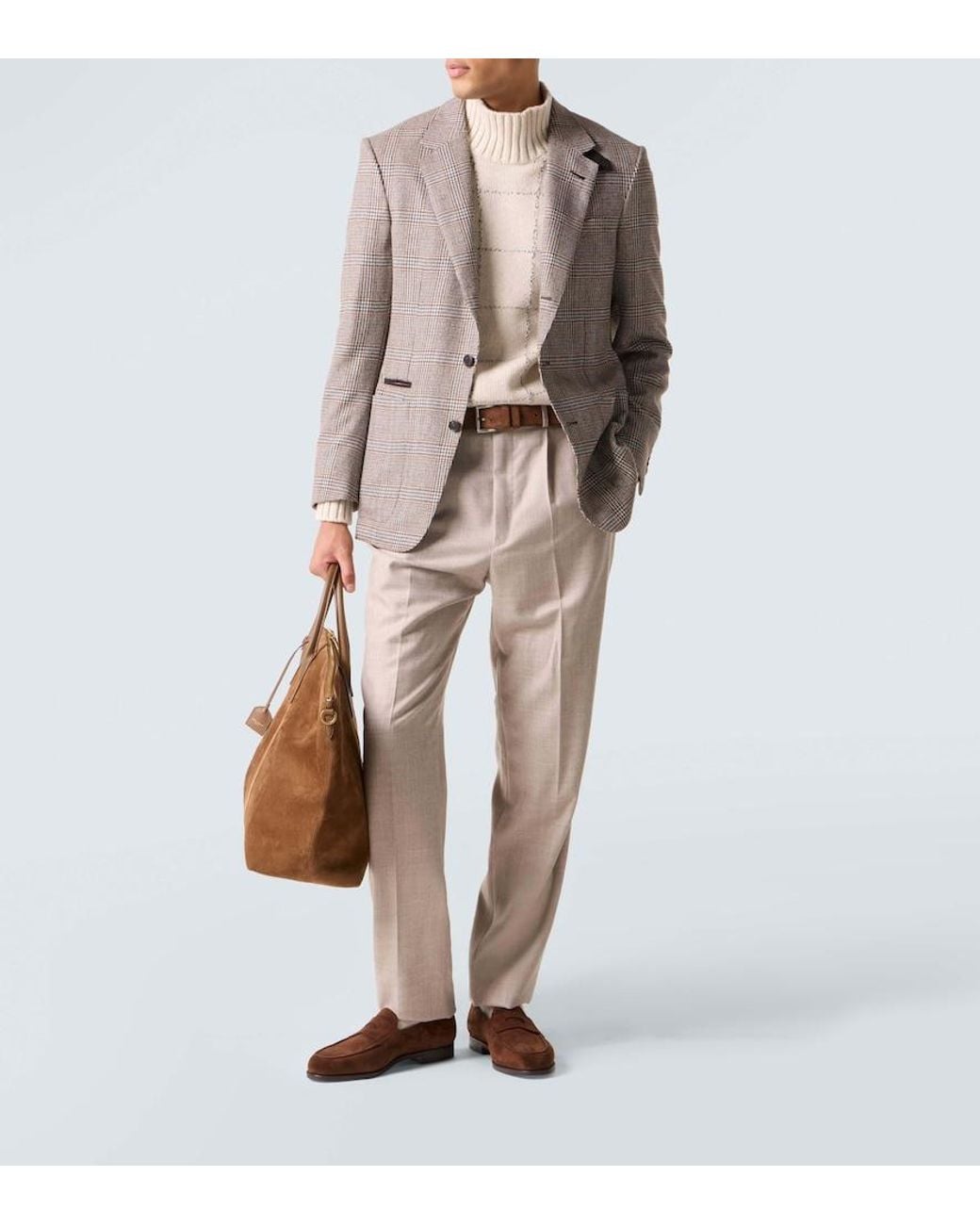 John Lobb Brown Lopez Suede Penny Loafers for men