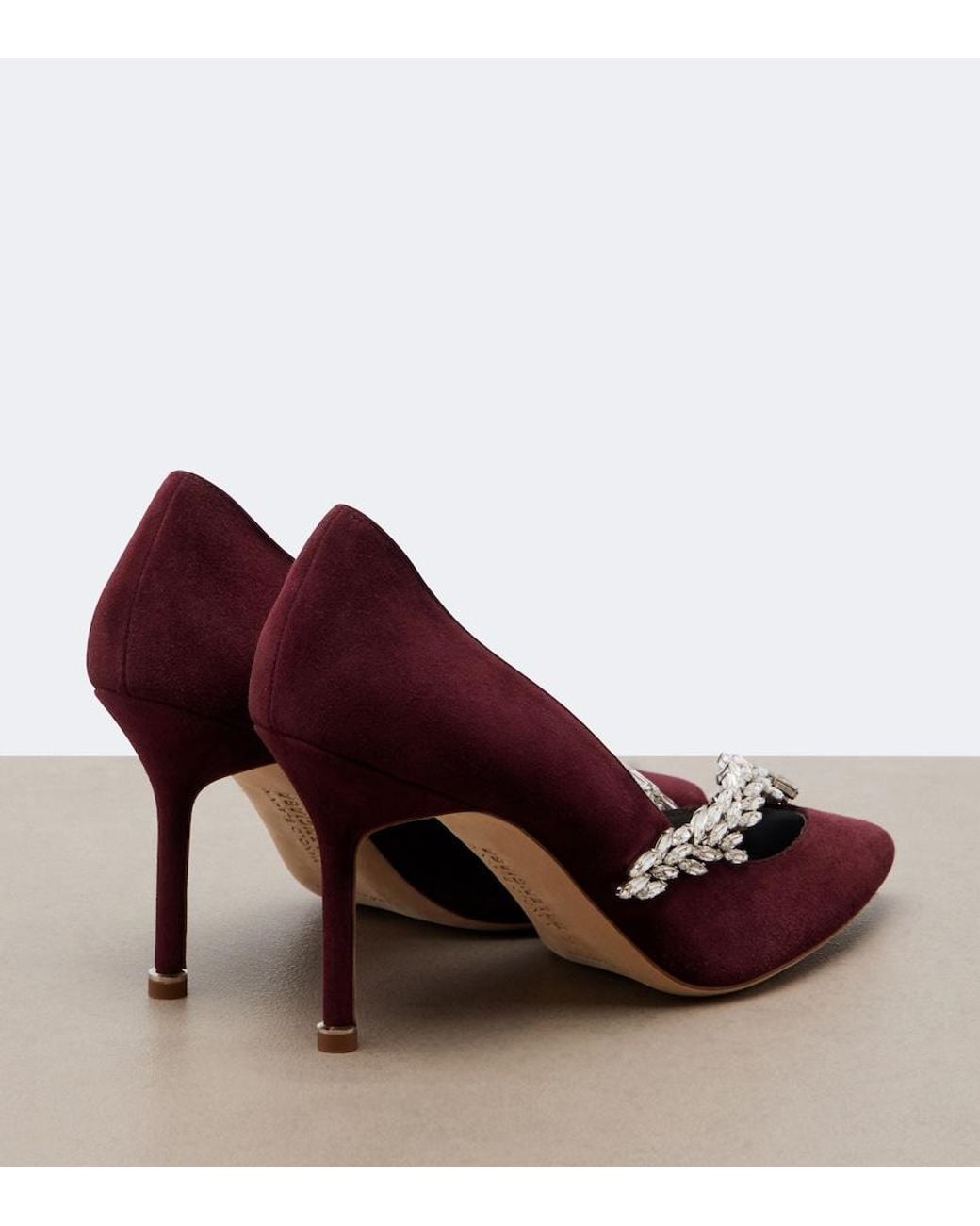 Balenciaga Red X Manolo Blahnik Embellished Suede Pumps