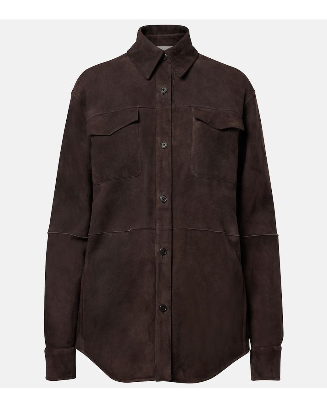 The Row Brown Gwena Suede Overshirt