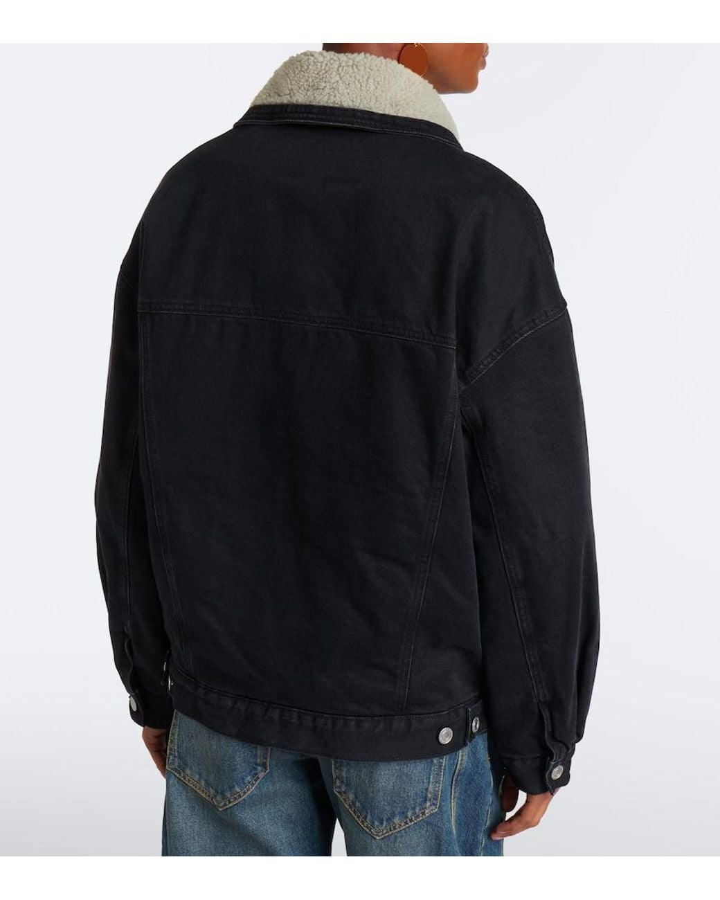Isabel Marant Black Pimia Fleece-Trimmed Denim Jacket