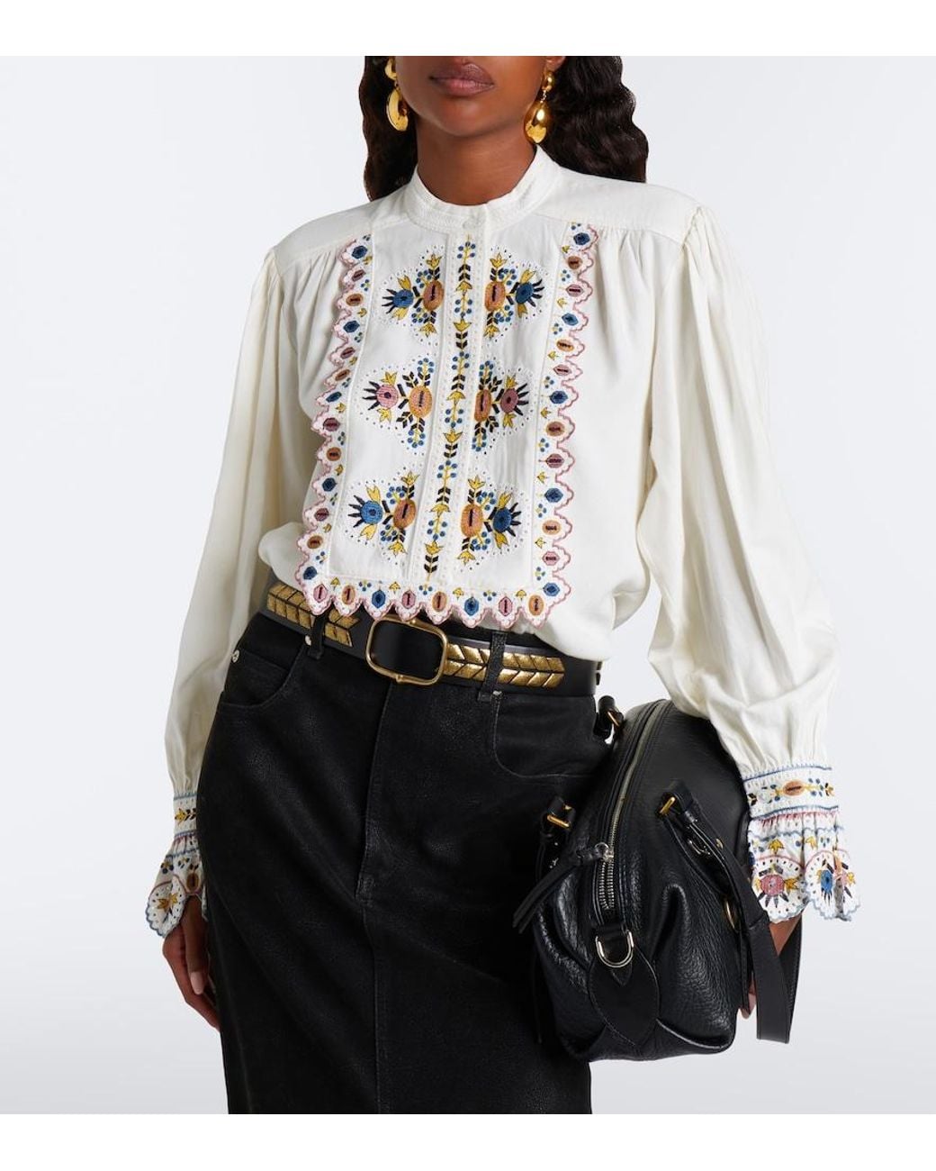 Isabel Marant White Monique Embroidered Blouse