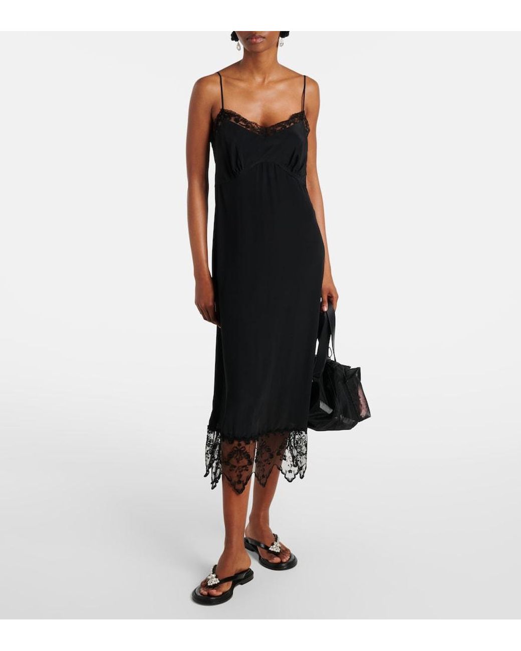 Simone Rocha Black Embellished Leather Thong Sandals