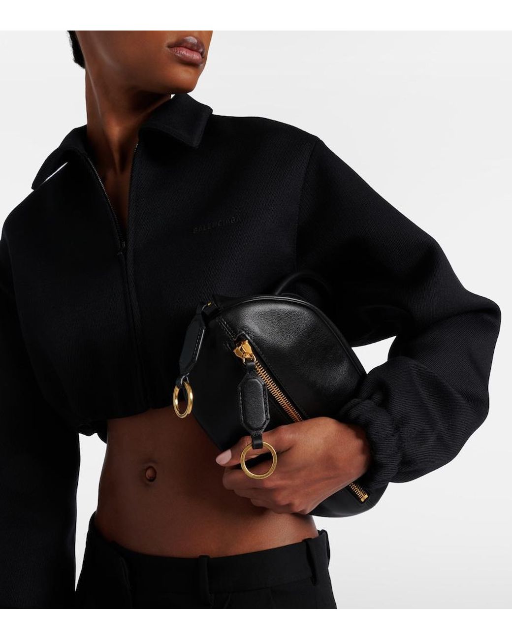 Balenciaga Black Bolero Mini Leather Top-Handle Bag
