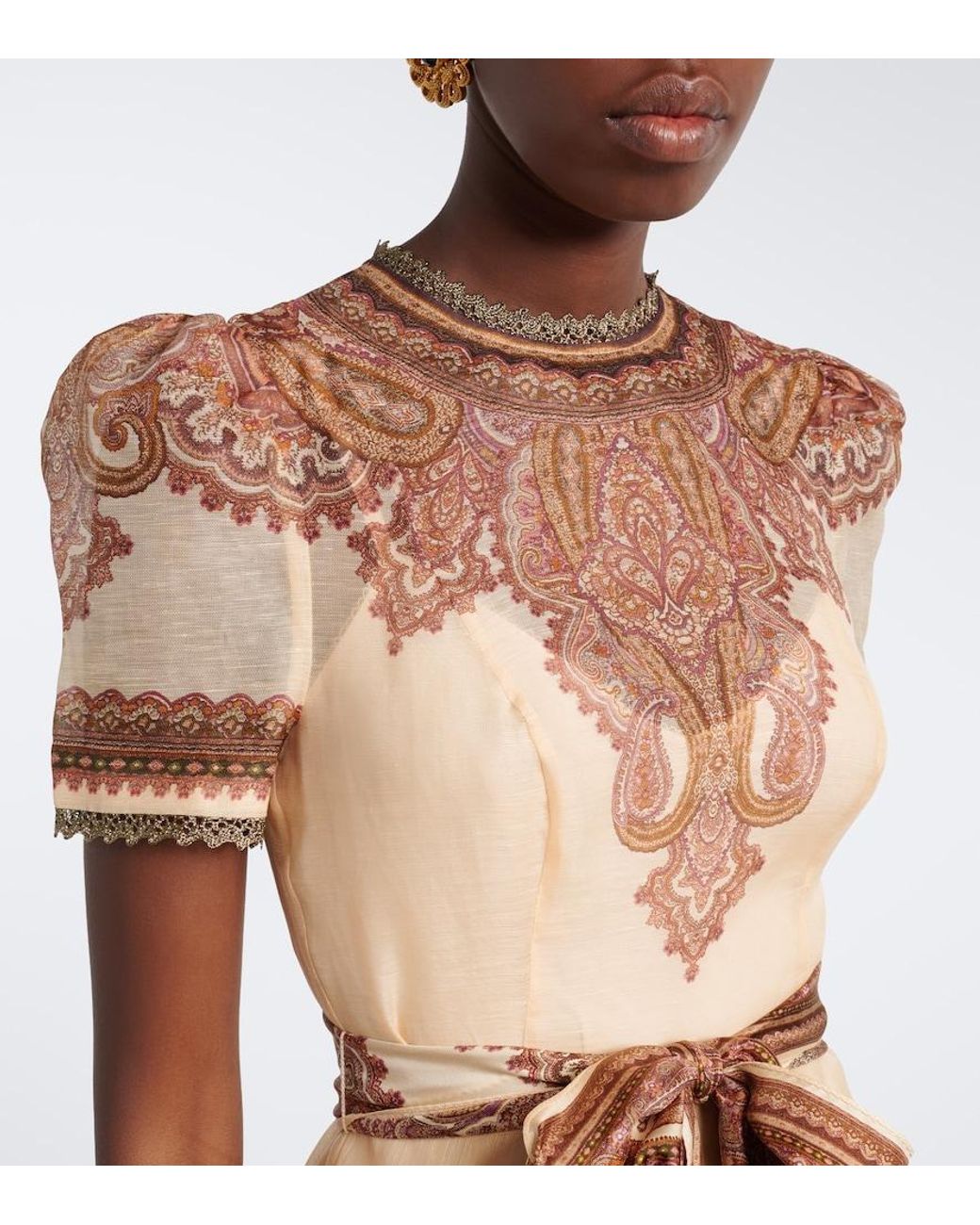 Zimmermann Multicolor Ascent Paisley Linen And Silk Minidress