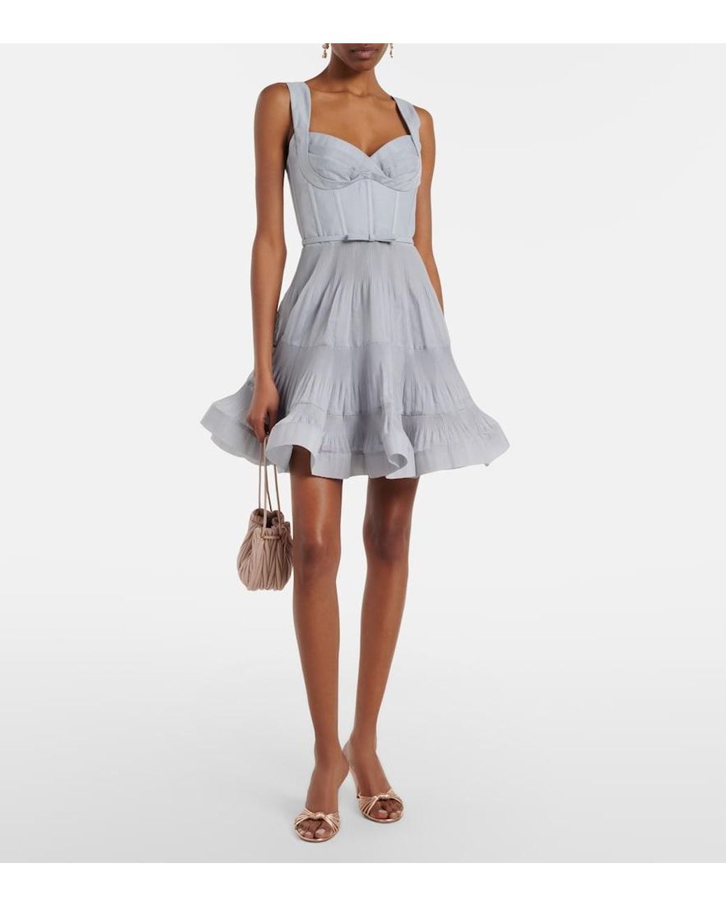Zimmermann Gray Pleated Bustier Minidress