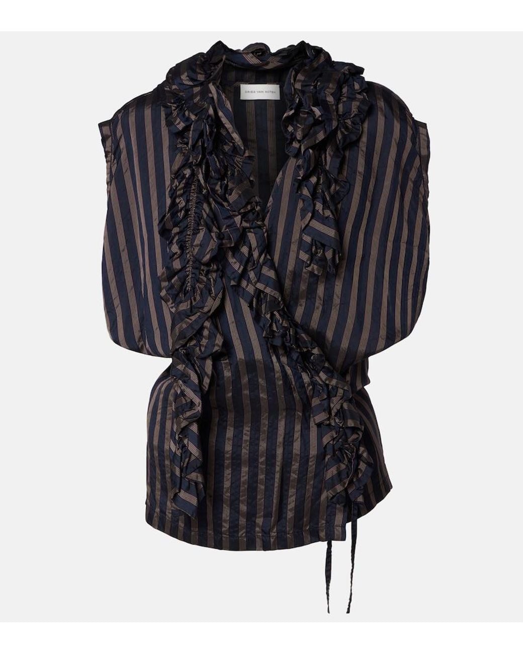 Top Raye Dries Van Noten en coloris Black
