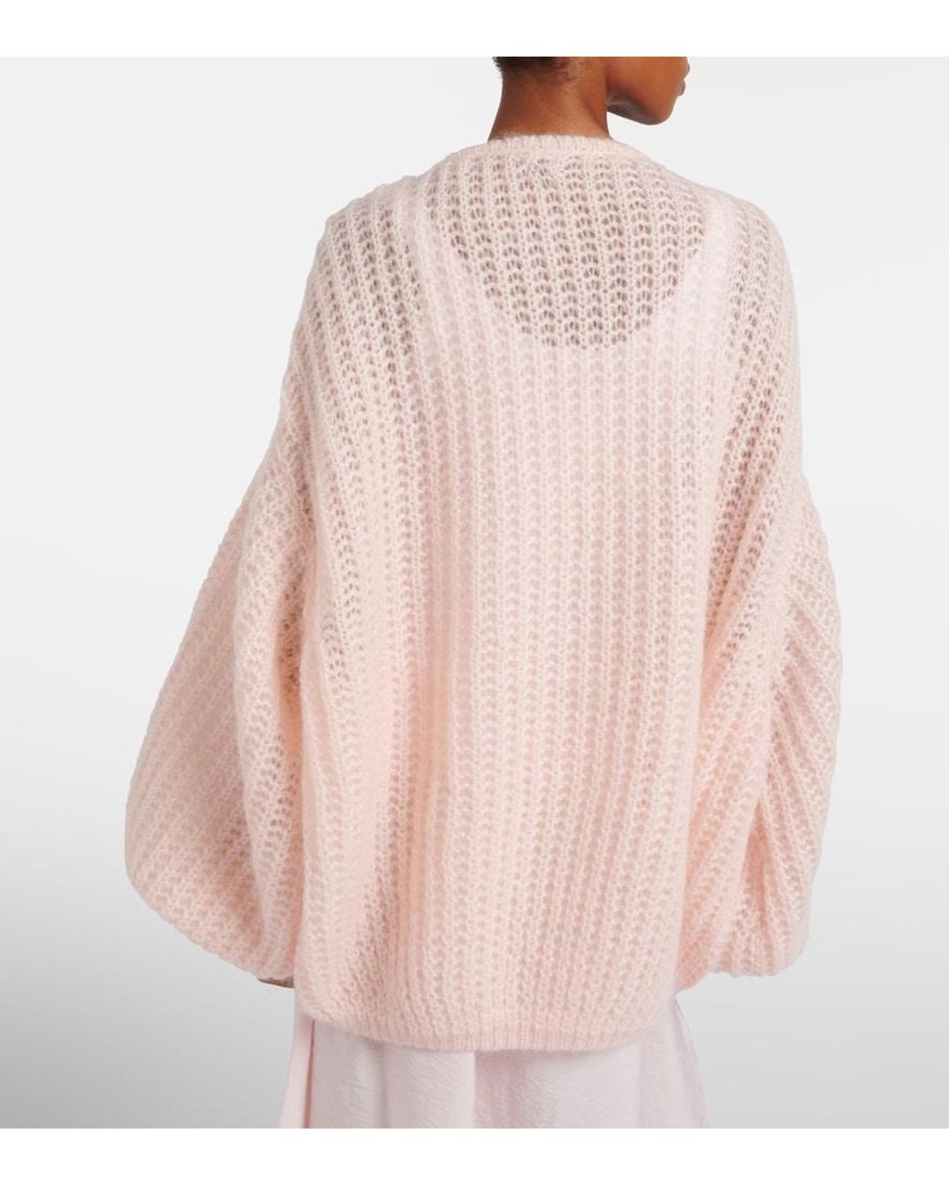 Totême Pink Open-Knit Oversized Mohair-Blend Cardigan