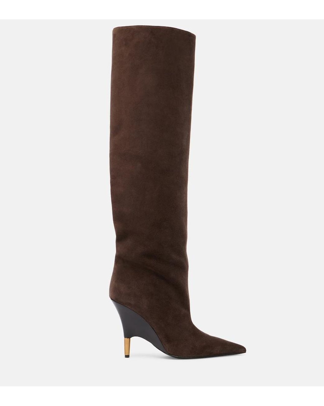 Khaite Brown Bella 100 Suede Knee-High Boots