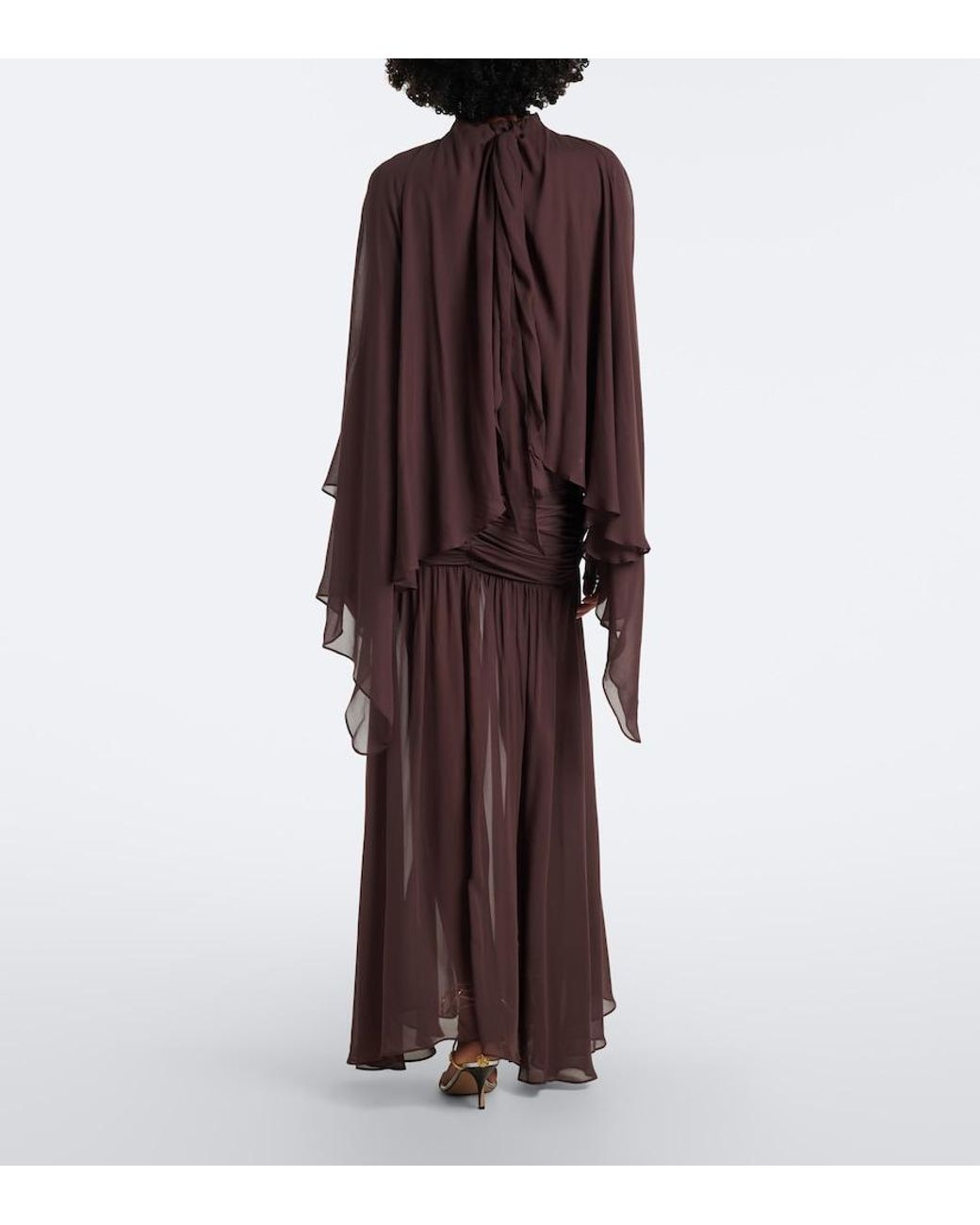 De La Vali Purple Amaya Gathered Chiffon Maxi Skirt