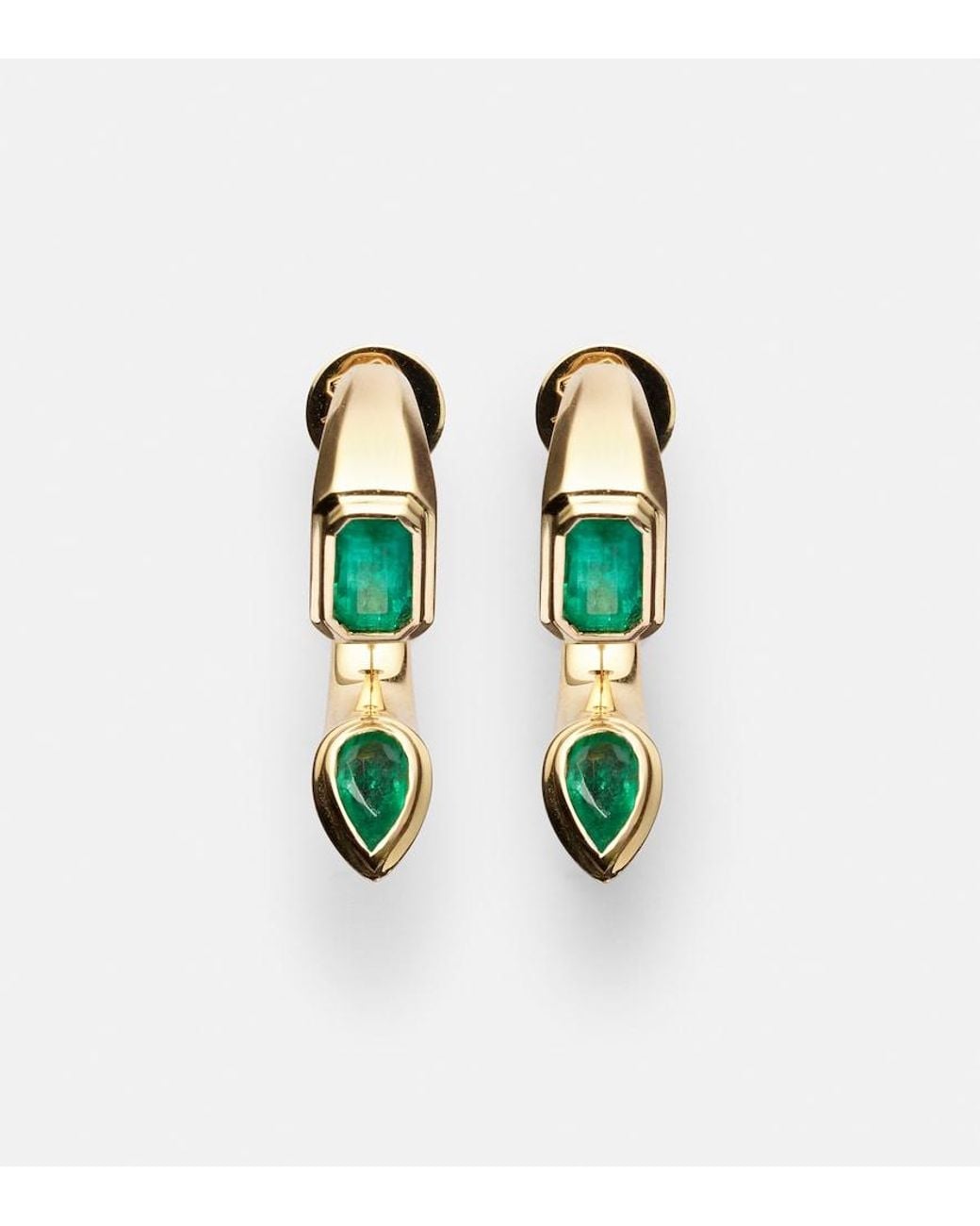 SHAY White Bypass 18Kt Earrings With Emeralds