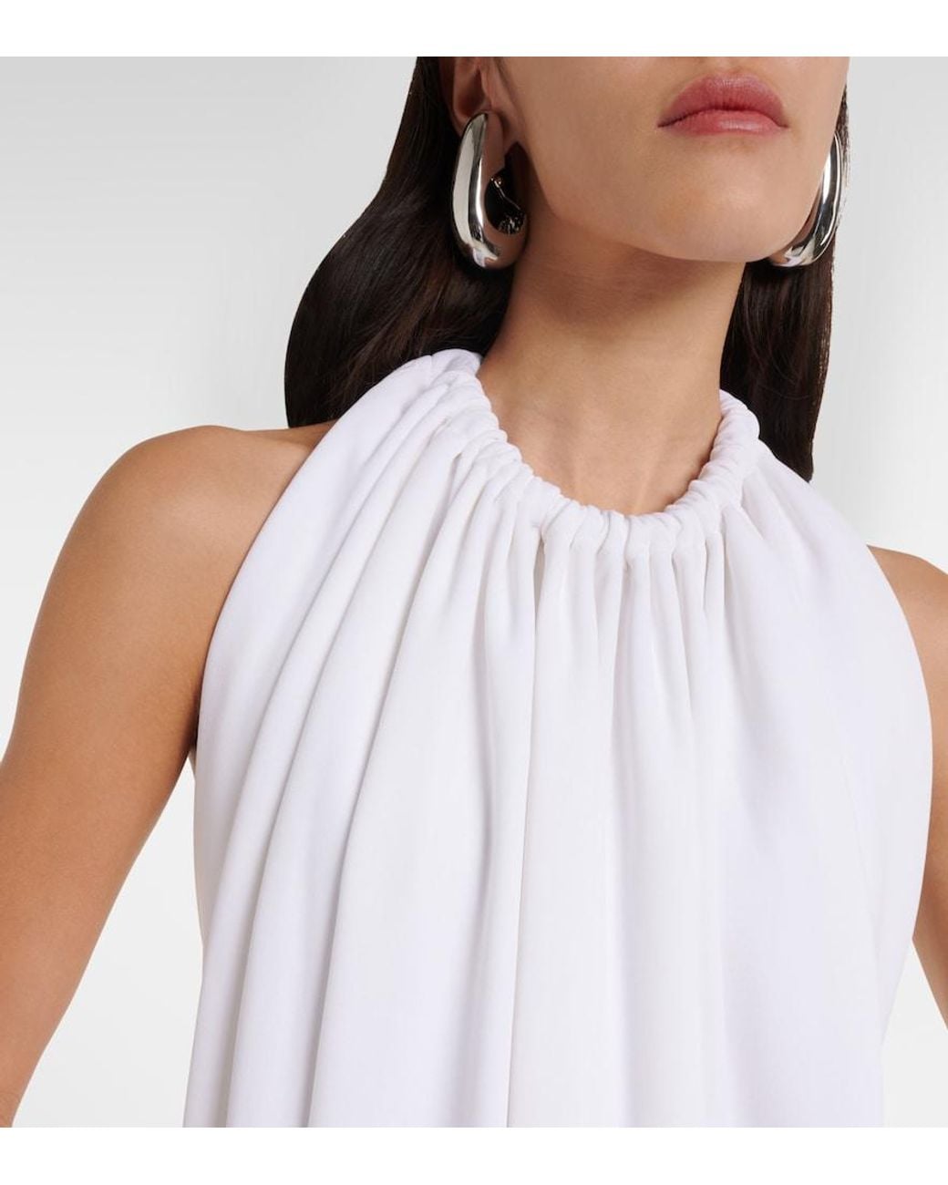 Sportmax White Alceste Draped Halterneck Maxi Dress