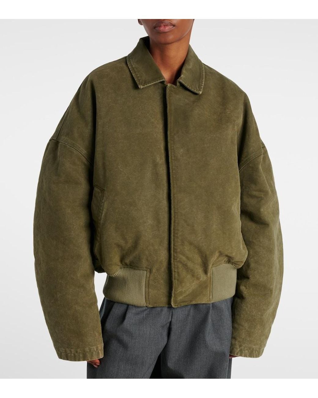 J.W. Anderson Green Oversized Cotton Bomber Jacket