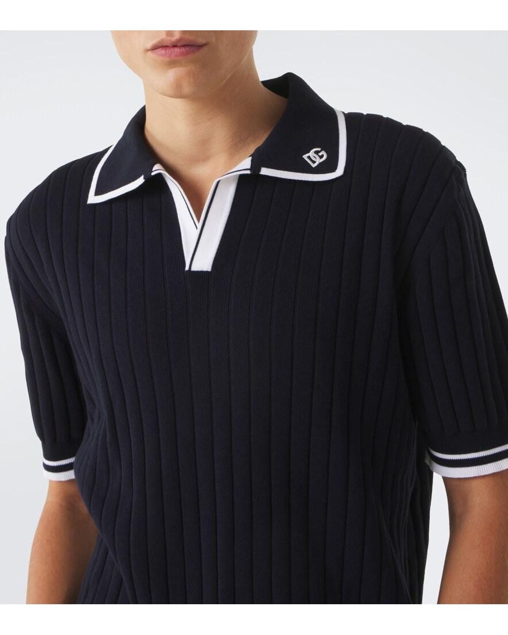 Dolce & Gabbana Black Dg Cotton Polo Shirt for men