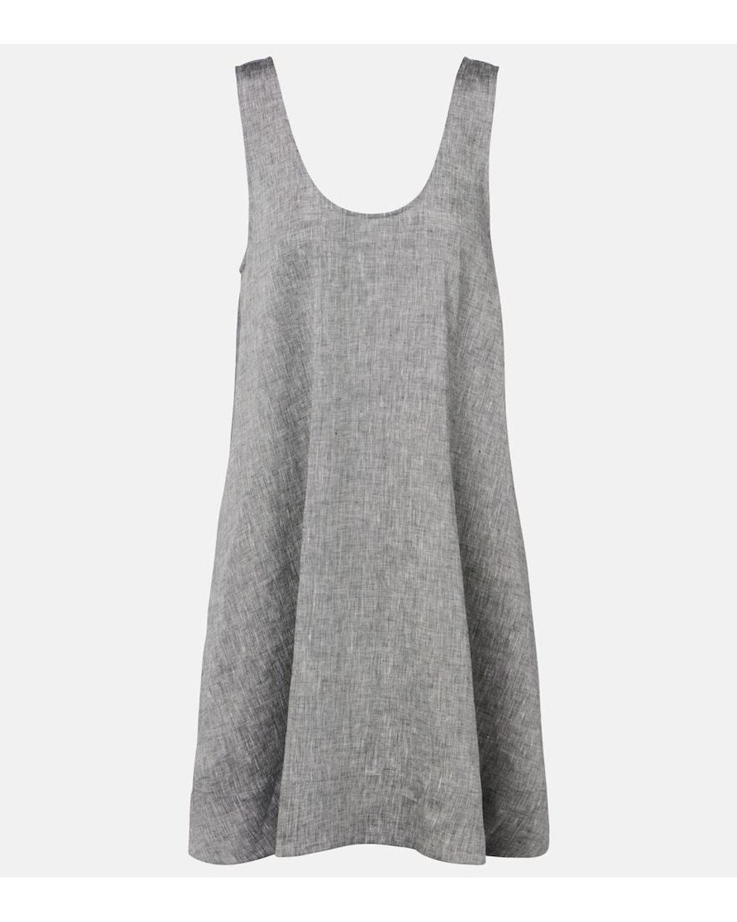 Asceno Gray Sicily Linen Minidress