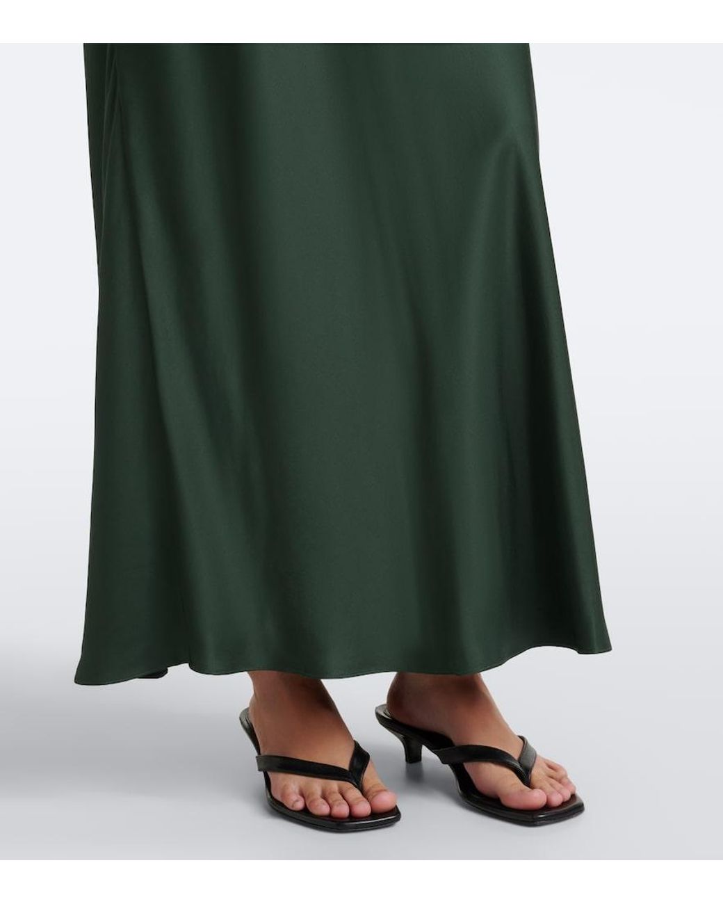 Rixo Green Lysandra Lace-Trimmed Satin Midi Dress