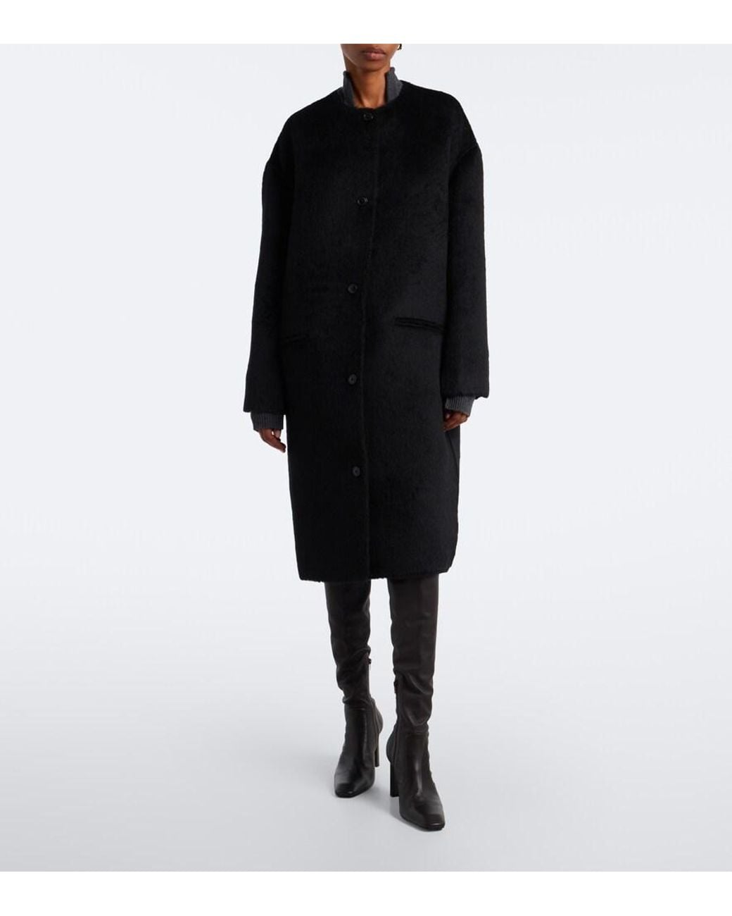 Loulou de Saison Black Orson Alpaca And Wool Coat