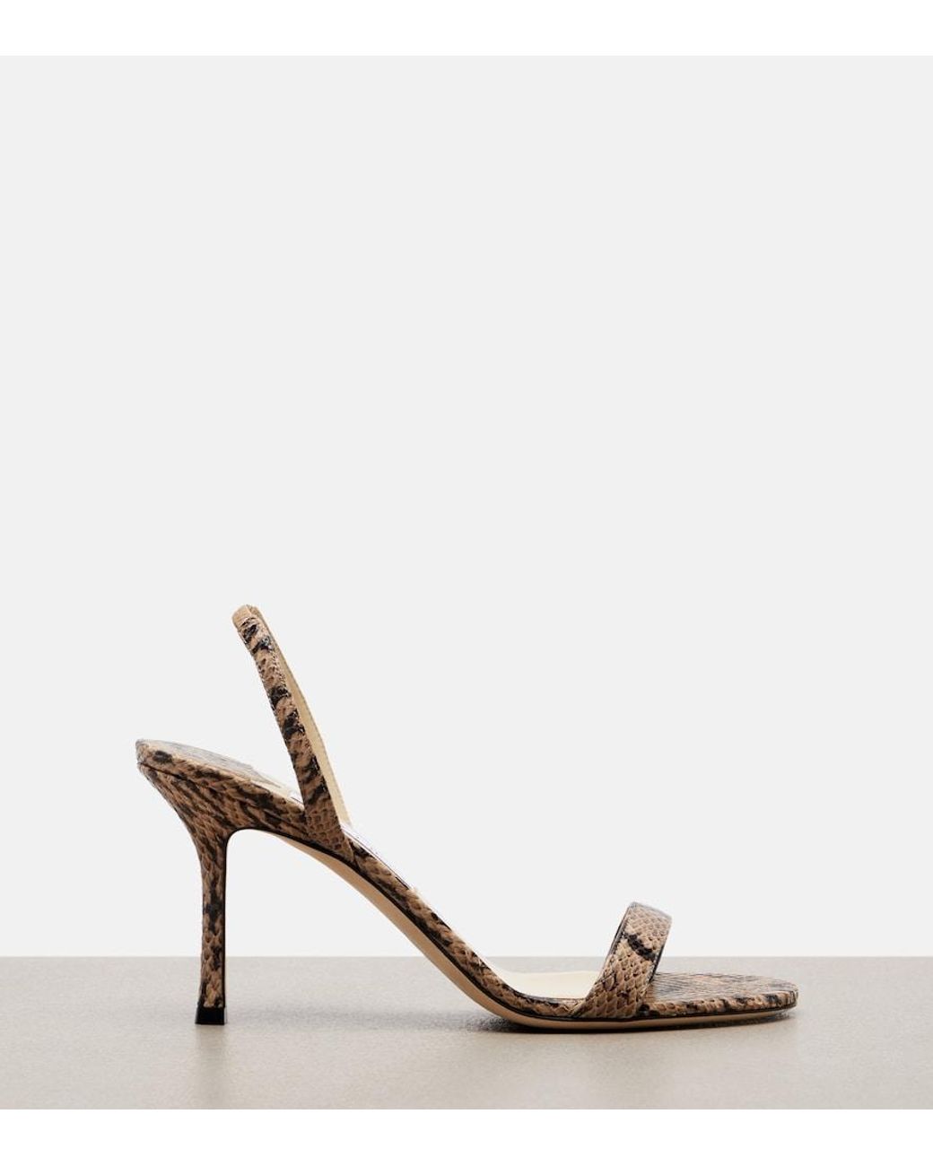 Jimmy Choo Metallic Jenn Snake-Effect Leather Slingback Sandals