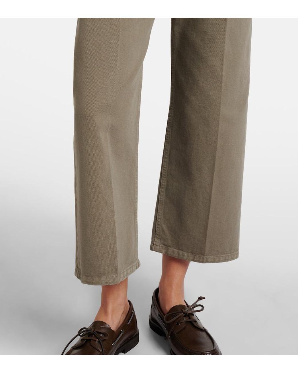 Brunello Cucinelli Natural Cropped Wide-Leg Jeans
