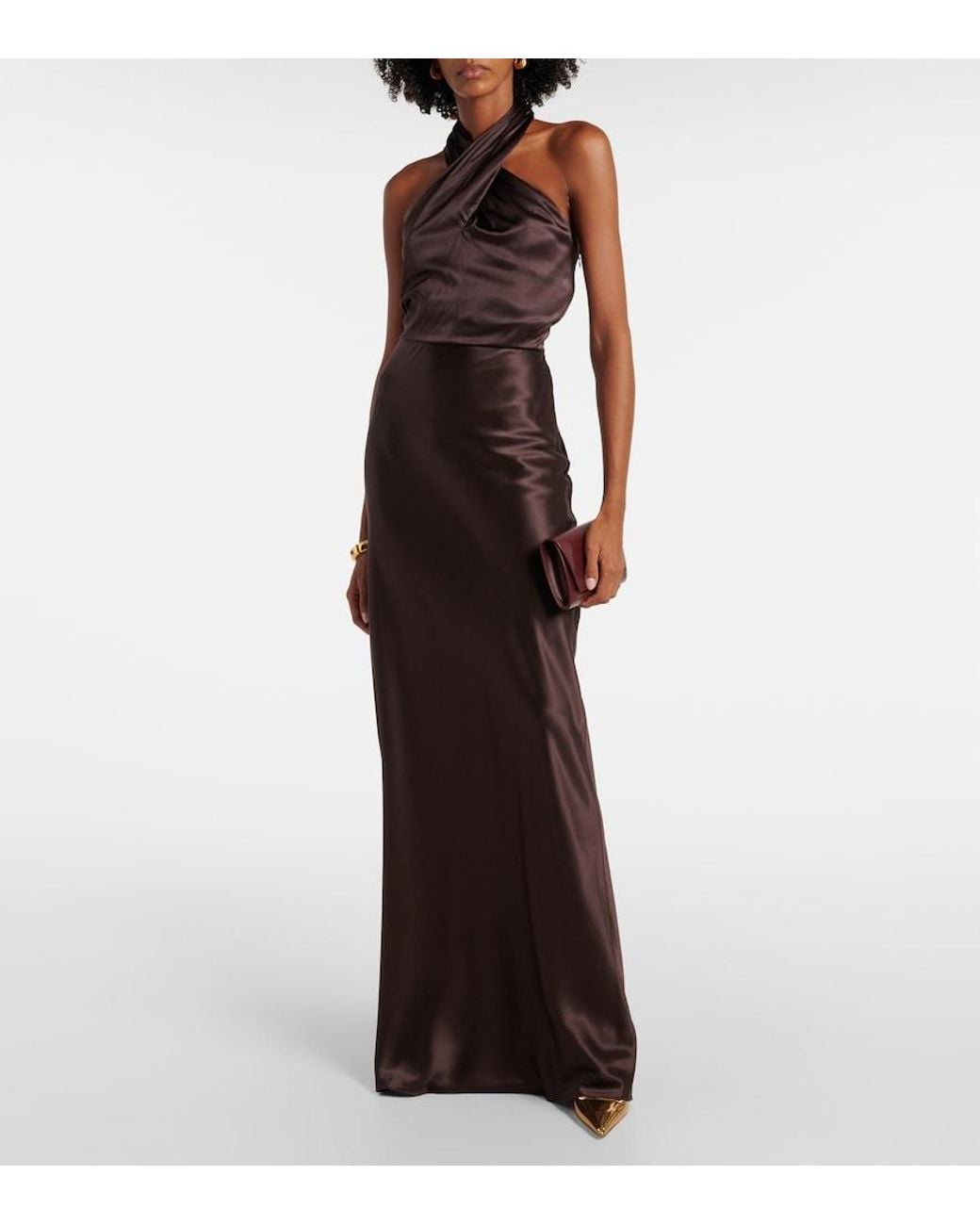 Veronica Beard Purple Alberta Silk-Blend Satin Maxi Dress
