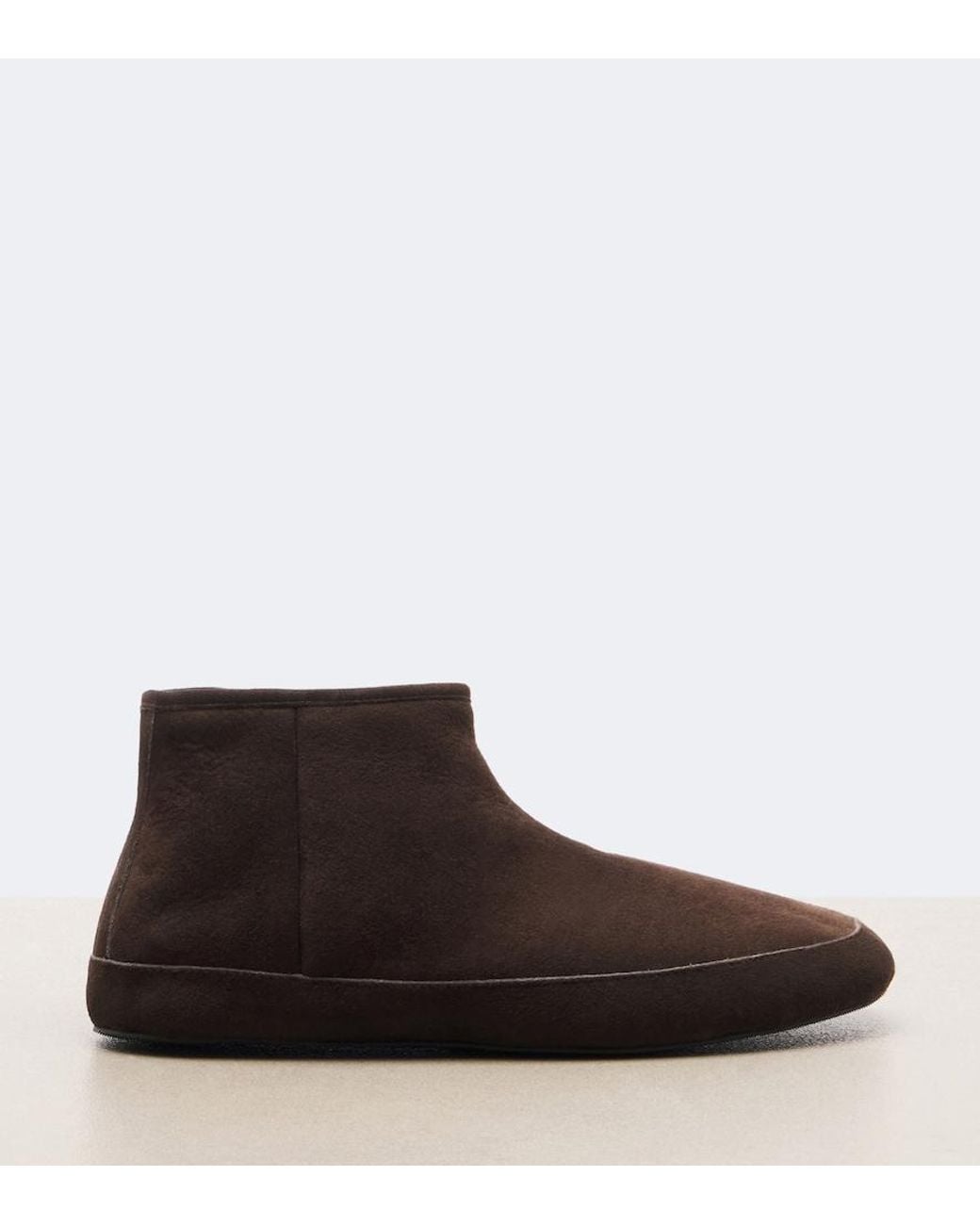 The Row Brown Esther Shearling-Lined Suede Ankle Boots