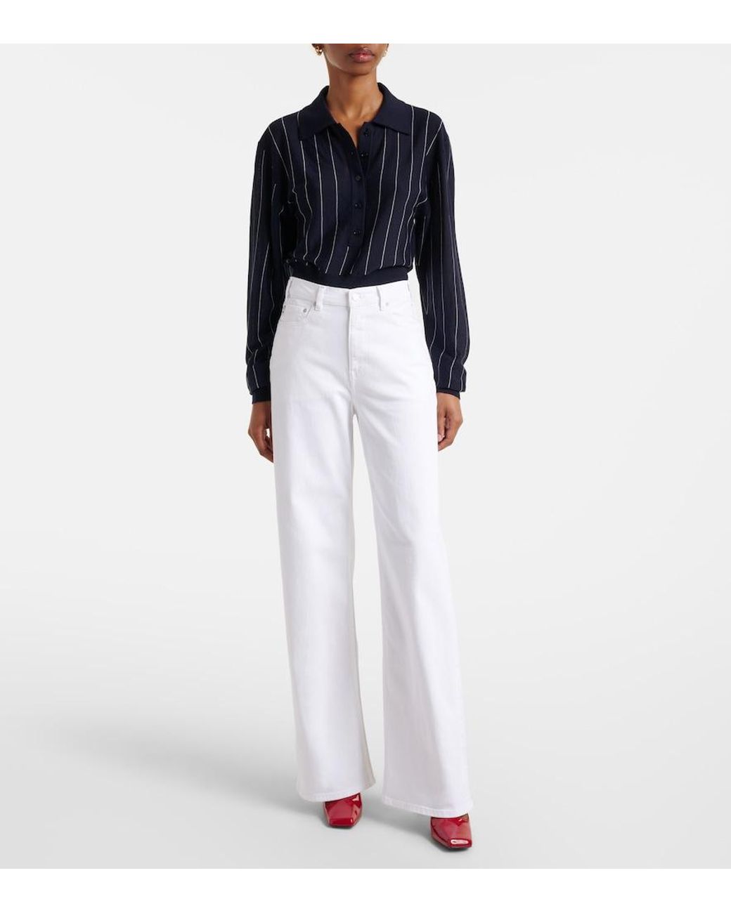AG Jeans White New Baggy Wide-Leg Jeans