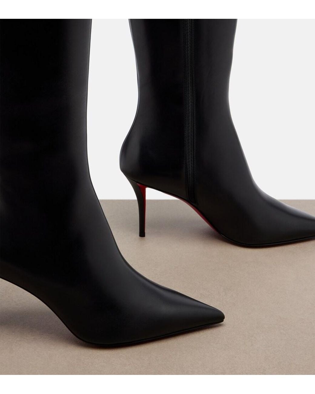 Christian Louboutin Miss Z Leather Knee-High Boots in Black | Lyst Canada