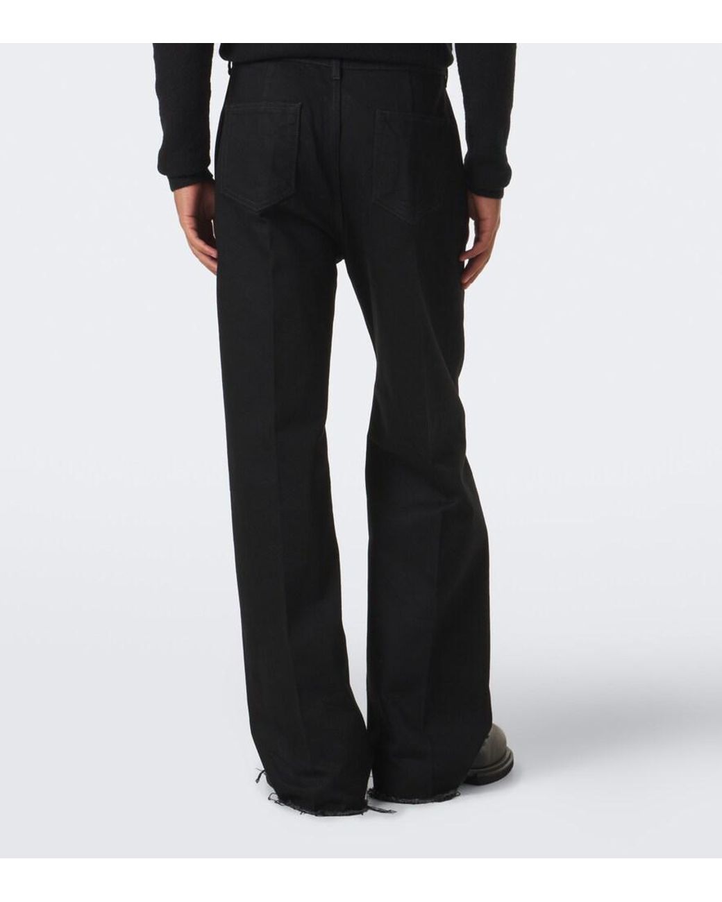 Rick Owens Black Geth Distressed Wide-Leg Jeans for men