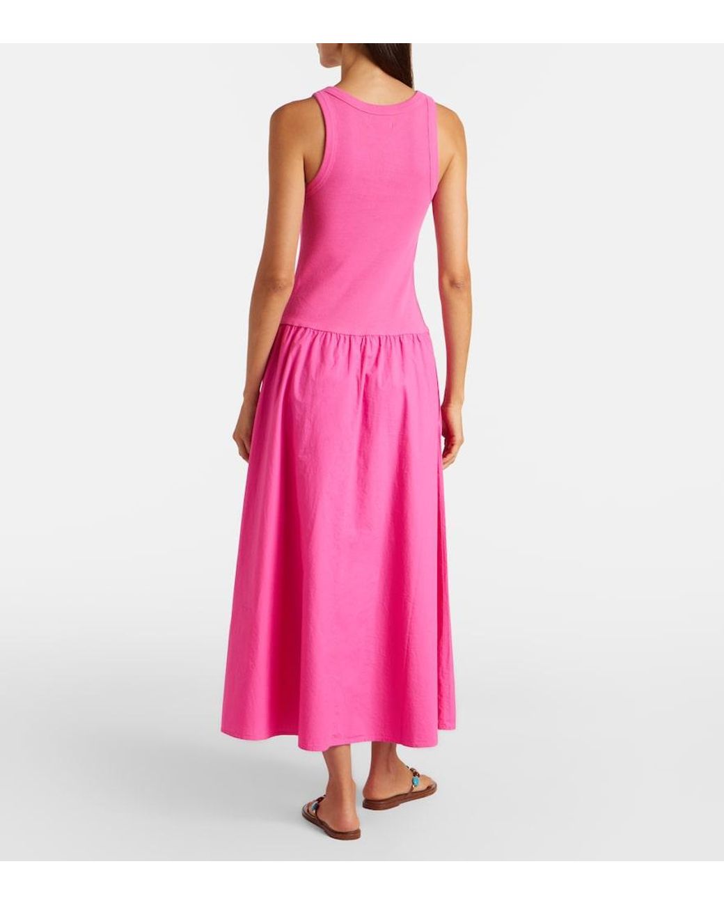 Velvet Pink Romilly Cotton-Blend Midi Dress